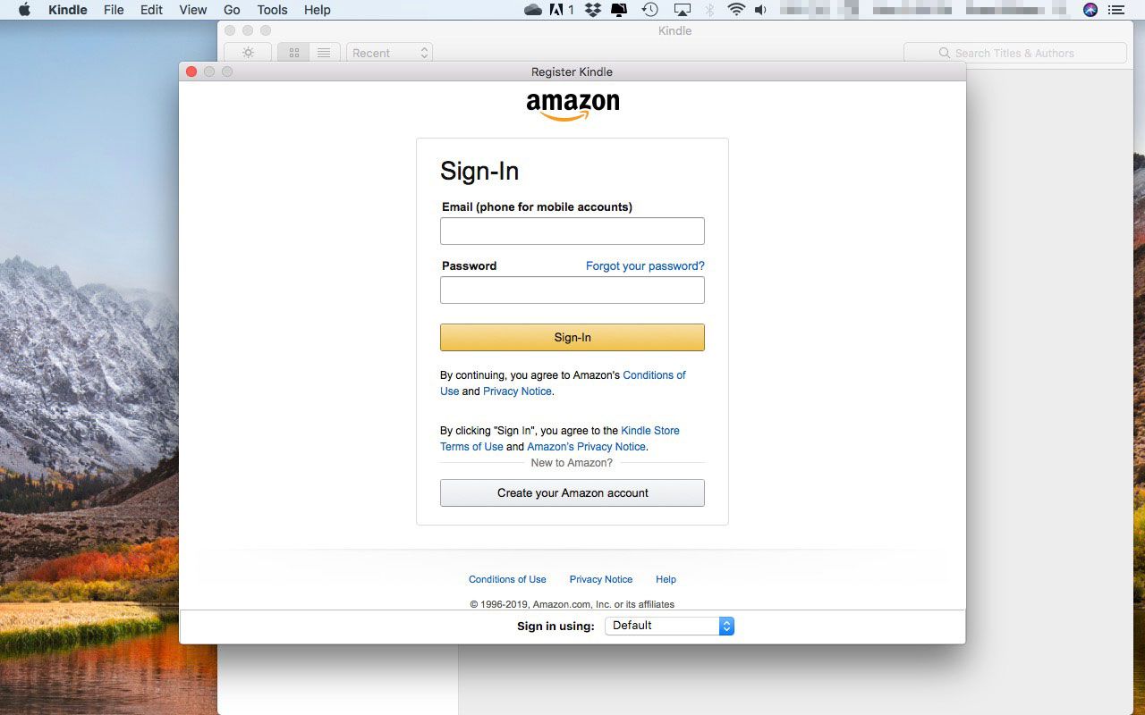kindle for mac log in